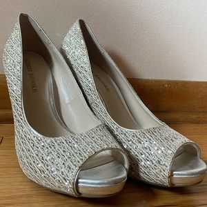 Audrey Brooke Silver High Heels Size 9